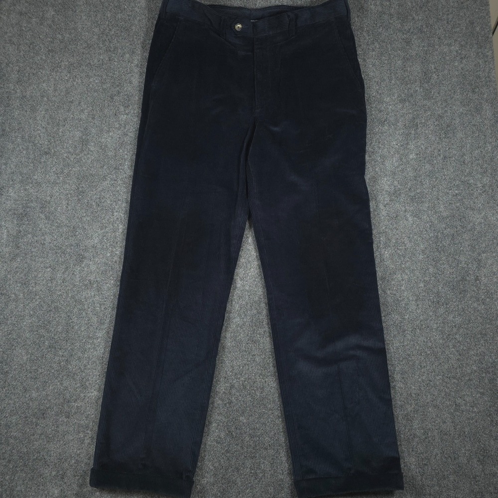 Berle Corduroy Pants Mens 36x32 Navy Duca Visconti Italian Fabric Wide Wale